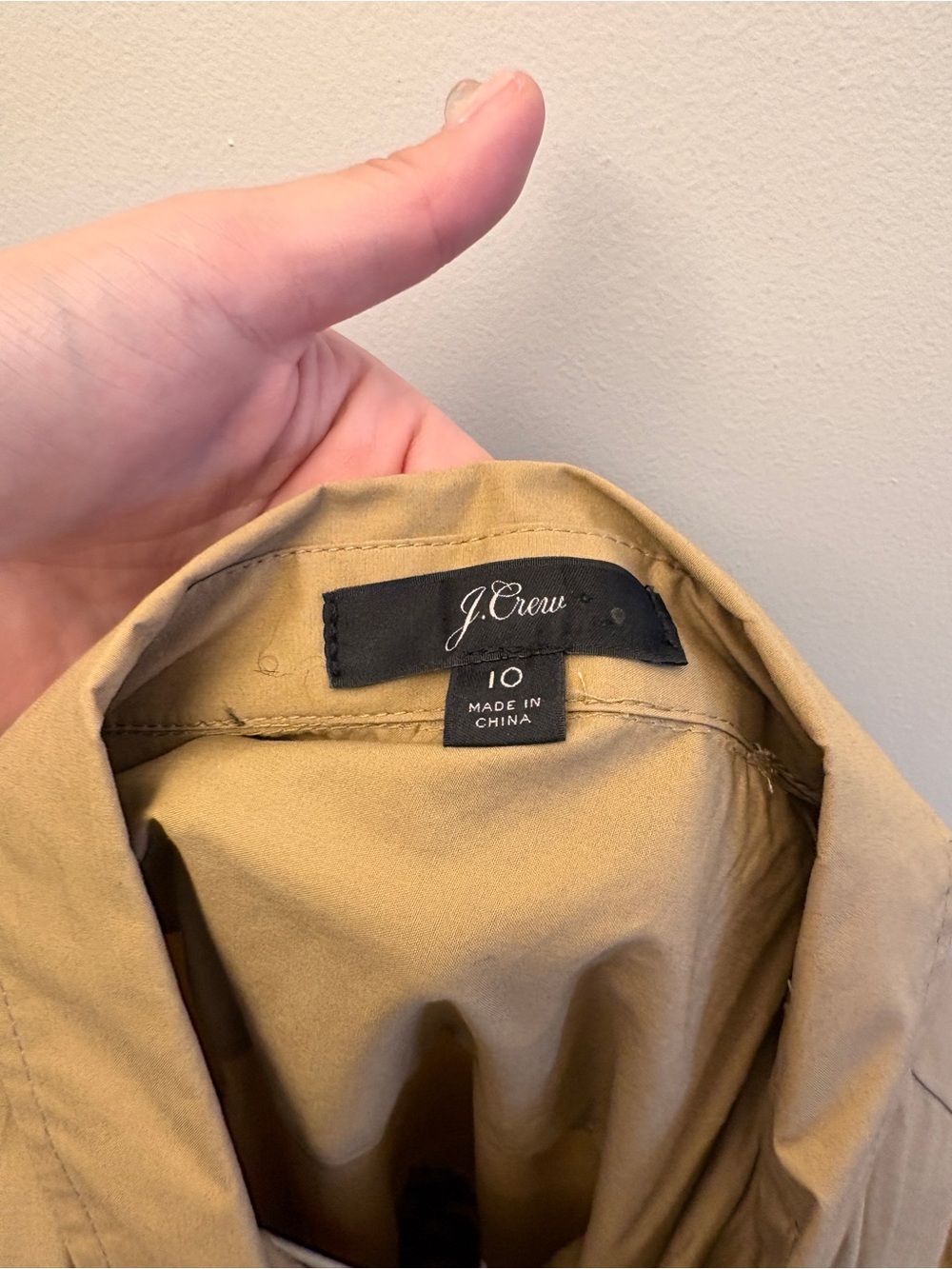 J. Crew Long-Sleeve Tan Button-Front Shirt Dress - Picture 4 of 7